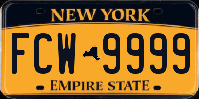 NY license plate FCW9999