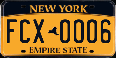 NY license plate FCX0006