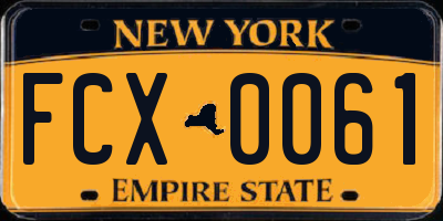 NY license plate FCX0061