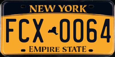 NY license plate FCX0064