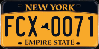 NY license plate FCX0071