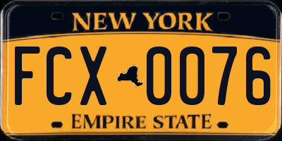 NY license plate FCX0076