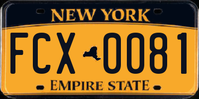 NY license plate FCX0081