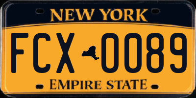 NY license plate FCX0089