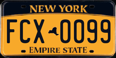 NY license plate FCX0099
