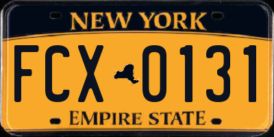 NY license plate FCX0131