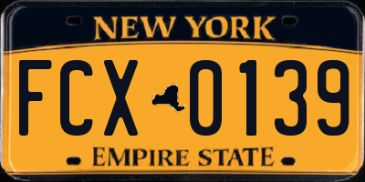 NY license plate FCX0139