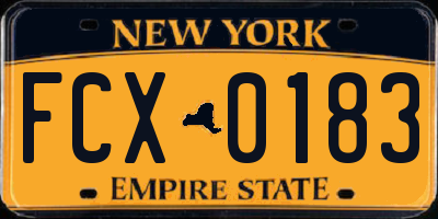 NY license plate FCX0183