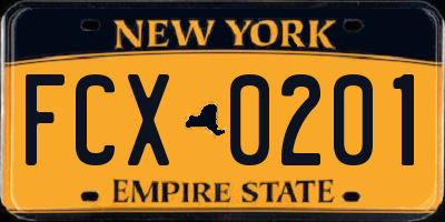 NY license plate FCX0201