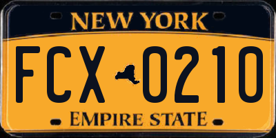 NY license plate FCX0210