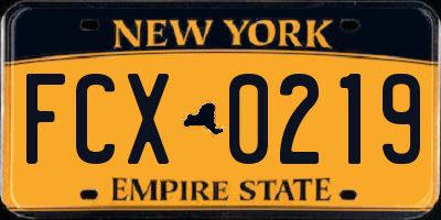 NY license plate FCX0219