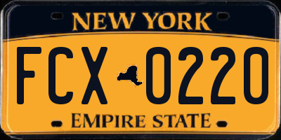 NY license plate FCX0220