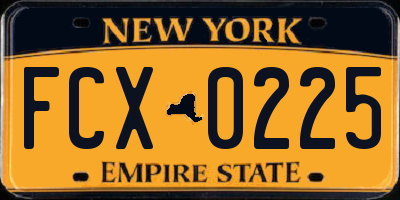 NY license plate FCX0225