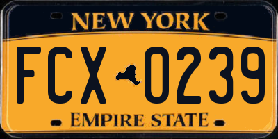 NY license plate FCX0239