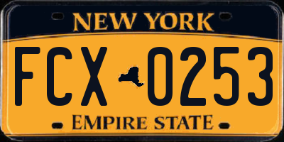 NY license plate FCX0253