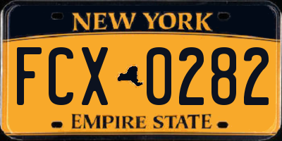 NY license plate FCX0282