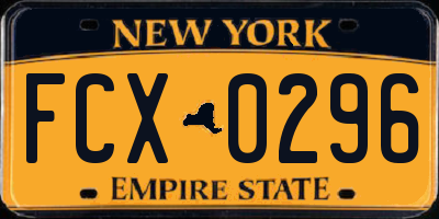 NY license plate FCX0296