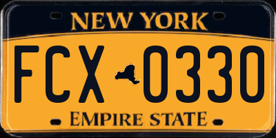 NY license plate FCX0330
