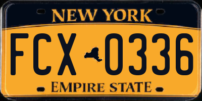 NY license plate FCX0336