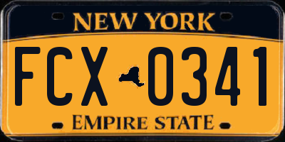 NY license plate FCX0341