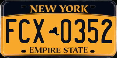 NY license plate FCX0352