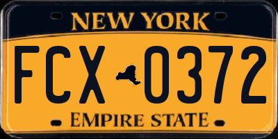NY license plate FCX0372