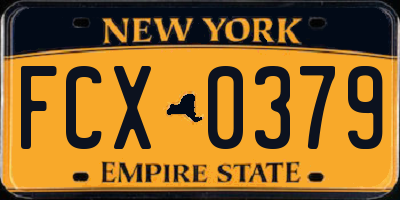 NY license plate FCX0379