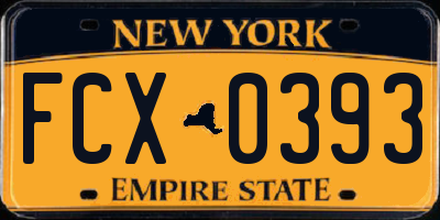 NY license plate FCX0393