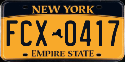 NY license plate FCX0417