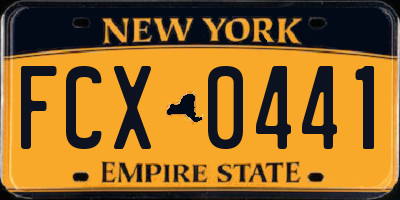 NY license plate FCX0441