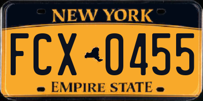NY license plate FCX0455