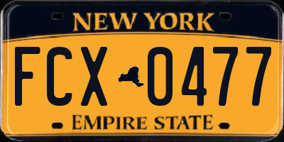 NY license plate FCX0477