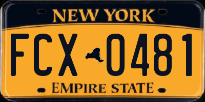 NY license plate FCX0481