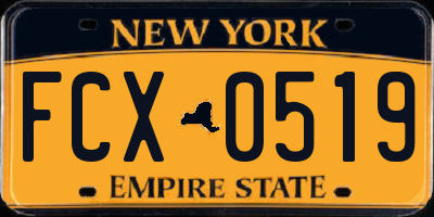 NY license plate FCX0519