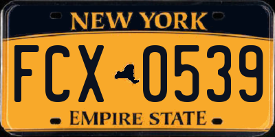 NY license plate FCX0539