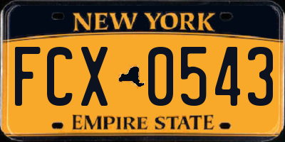 NY license plate FCX0543