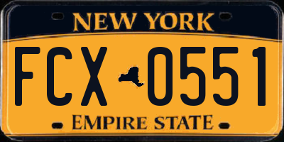 NY license plate FCX0551