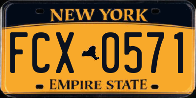 NY license plate FCX0571
