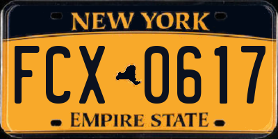 NY license plate FCX0617