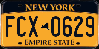 NY license plate FCX0629