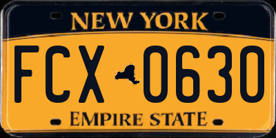 NY license plate FCX0630
