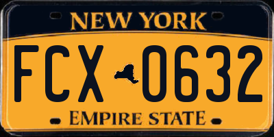 NY license plate FCX0632