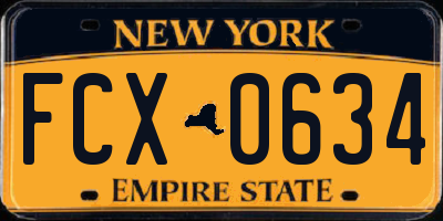 NY license plate FCX0634
