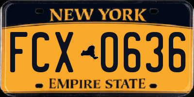 NY license plate FCX0636