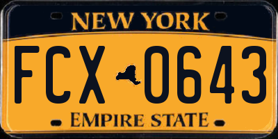 NY license plate FCX0643