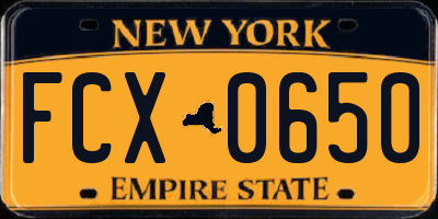 NY license plate FCX0650