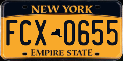 NY license plate FCX0655