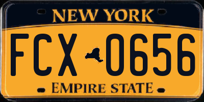 NY license plate FCX0656