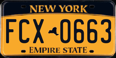 NY license plate FCX0663