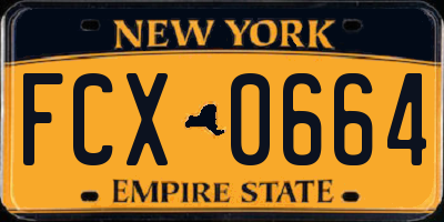 NY license plate FCX0664